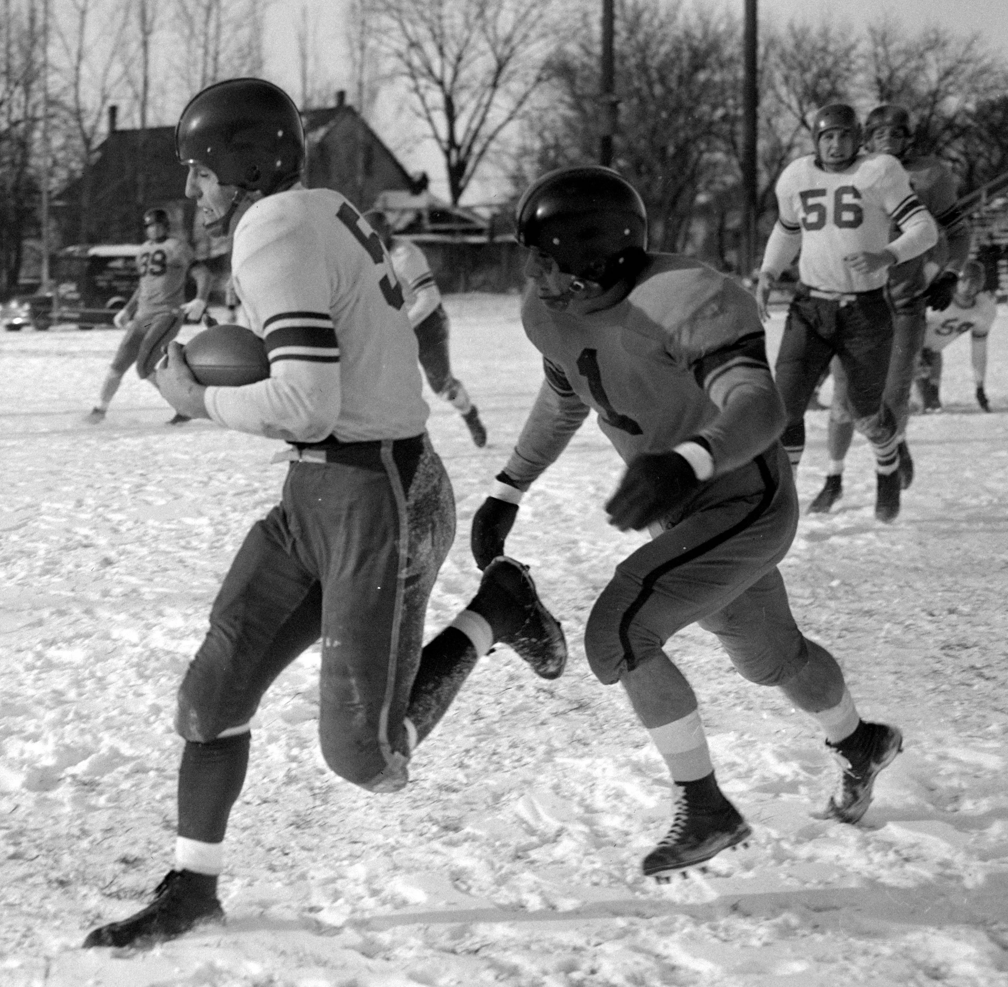football game in the snow