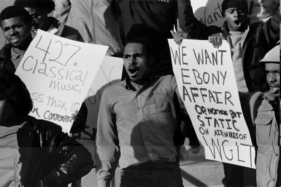 ISU students protest the cancellation of Ebony Affair. The sign reads