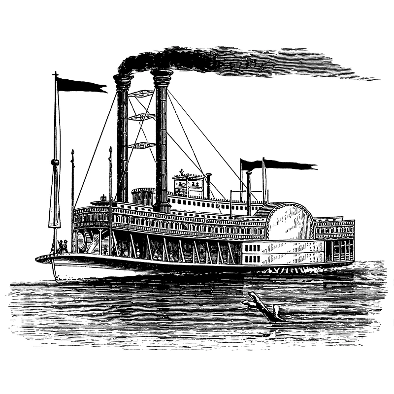 illustration of a steam boat.