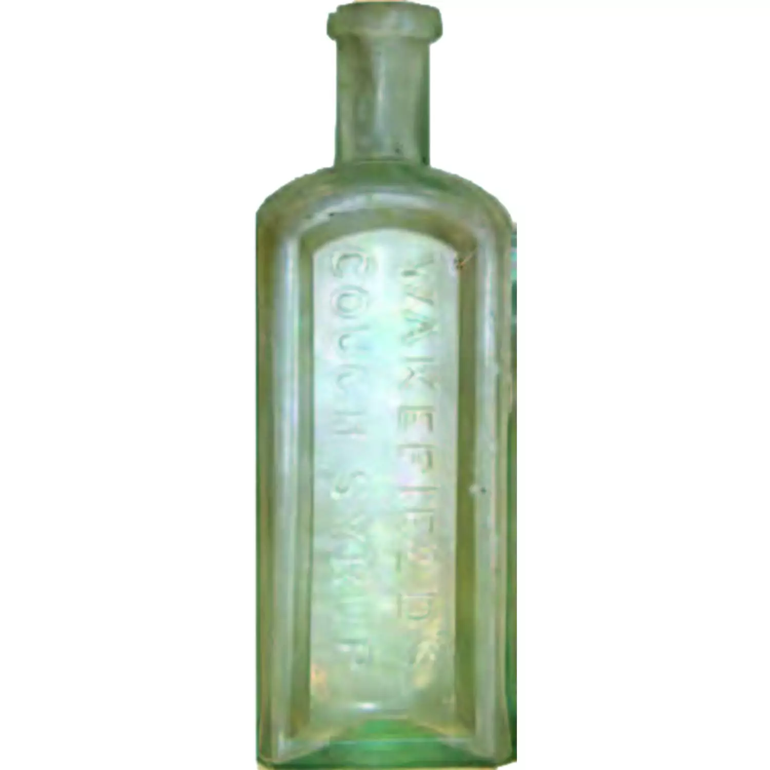 a clear bottle with a green tint with Wakefield's imprinted on the bottle. no label.