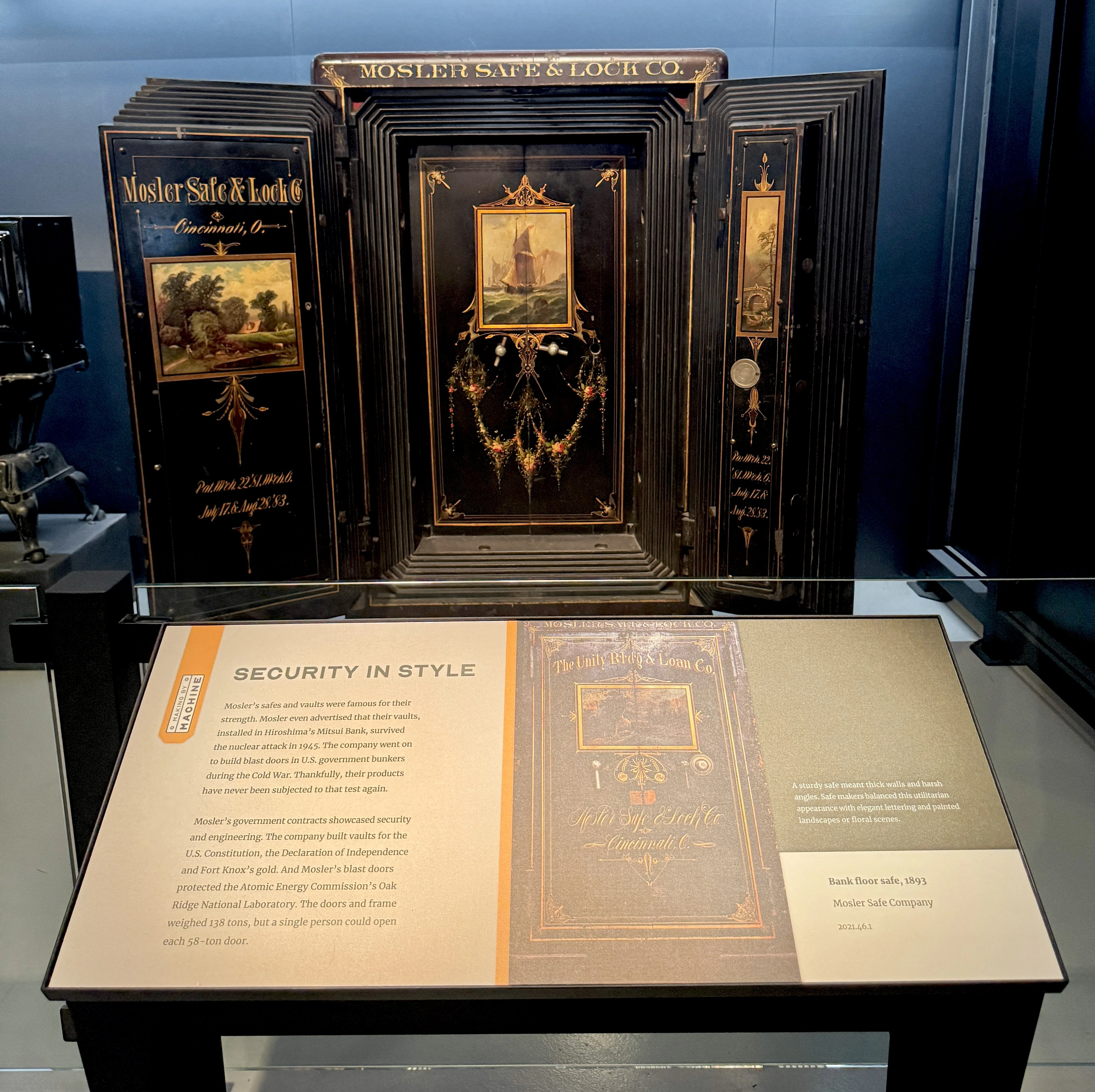 A Mosler Safe appears on display.