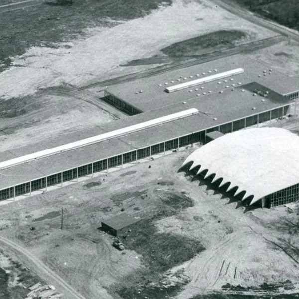 aerial view of BHS under construction