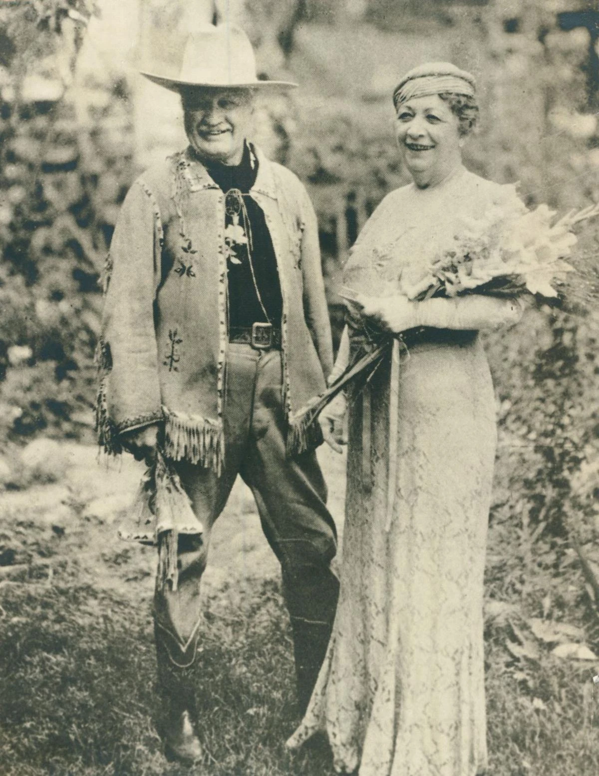 Pawnee Bill Lillie and his wife Mary Emma celebrated their 50th wedding anniversary on August 31, 1936 in Taos, NM. The celebration included the governors of Oklahoma and New Mexico, and Pueblo, Navajo and Sioux, as well as the requisite contingent of Pawnee. Two weeks later the Lillies suffered a wreck in their gold-colored anniversary automobile. Mary died on September 27 as a result of her injuries.