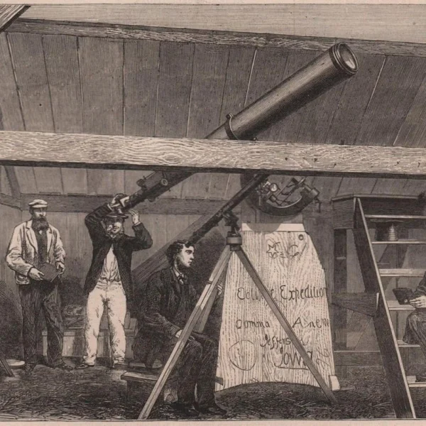 This engraving, “Observatory of the Canadian Eclipse Expedition, at Jefferson City, Iowa,” appeared in the Oct. 9, 1869, issue of The Illustrated London News. These Canadians traveled to Iowa in order to view the total solar eclipse of Aug. 7, 1869, which was visible over much of Central Illinois.