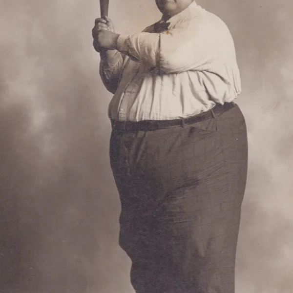 This undated photograph offers a fine view of Leonard “Baby” Bliss, Bloomington’s celebrity “fat man” of a century past.