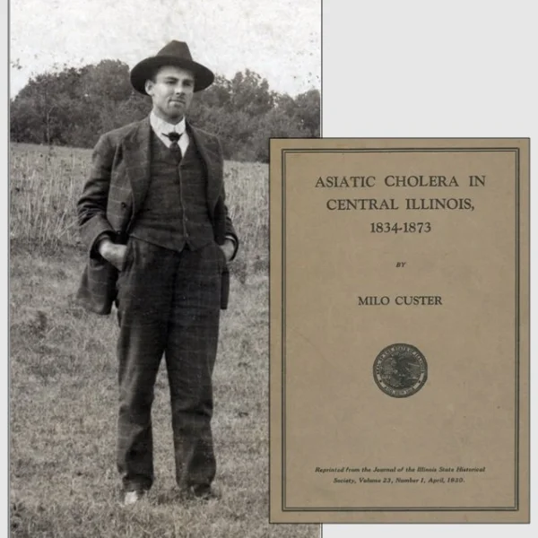 A light-skinned man stands in a dark plaid 3-piece suit, tie, and hat. He's outdoors, with grasses and trees in the background. He has both hands in his pocket. Superimposed on the photo is a booklet title