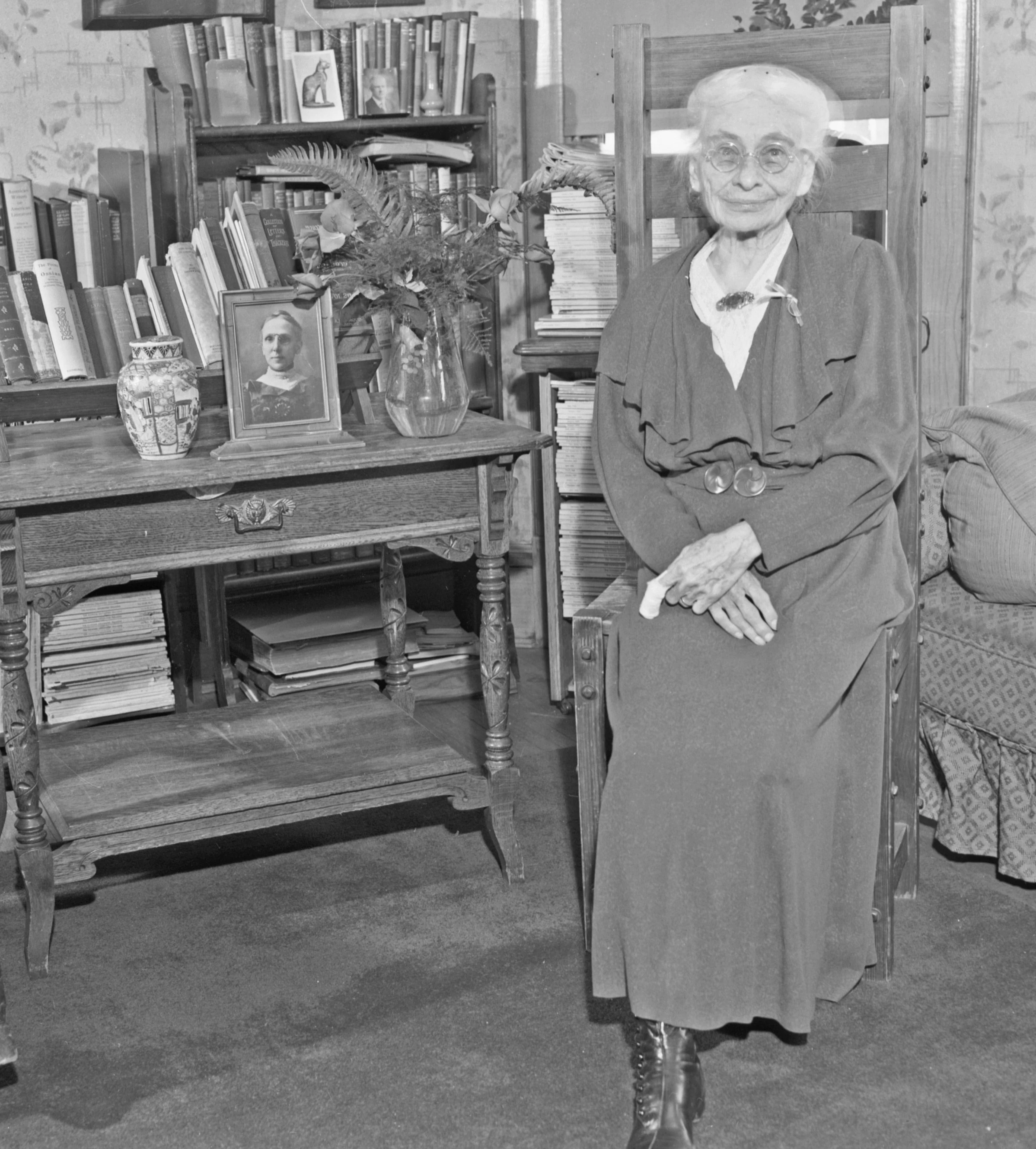One of June Rose Colby’s most beloved possessions was a rose jar or vase (to the left of the framed photo on the table). It was her longstanding custom to place a petal in it after some wonderful experience or happy occasion.