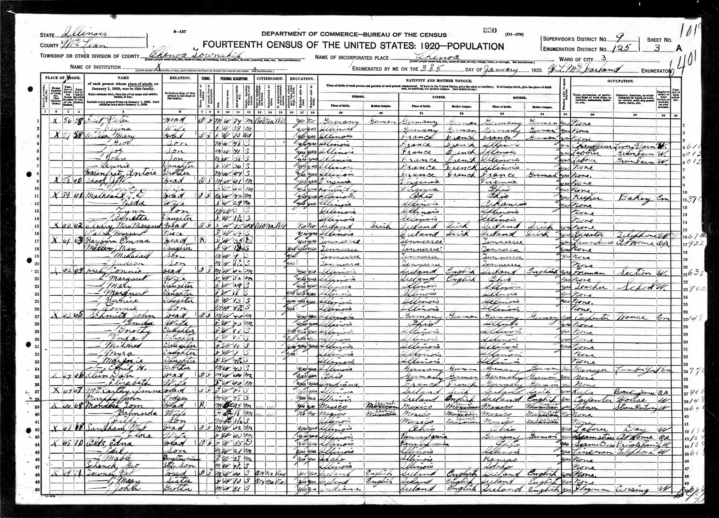 Page 3A of 1920 census