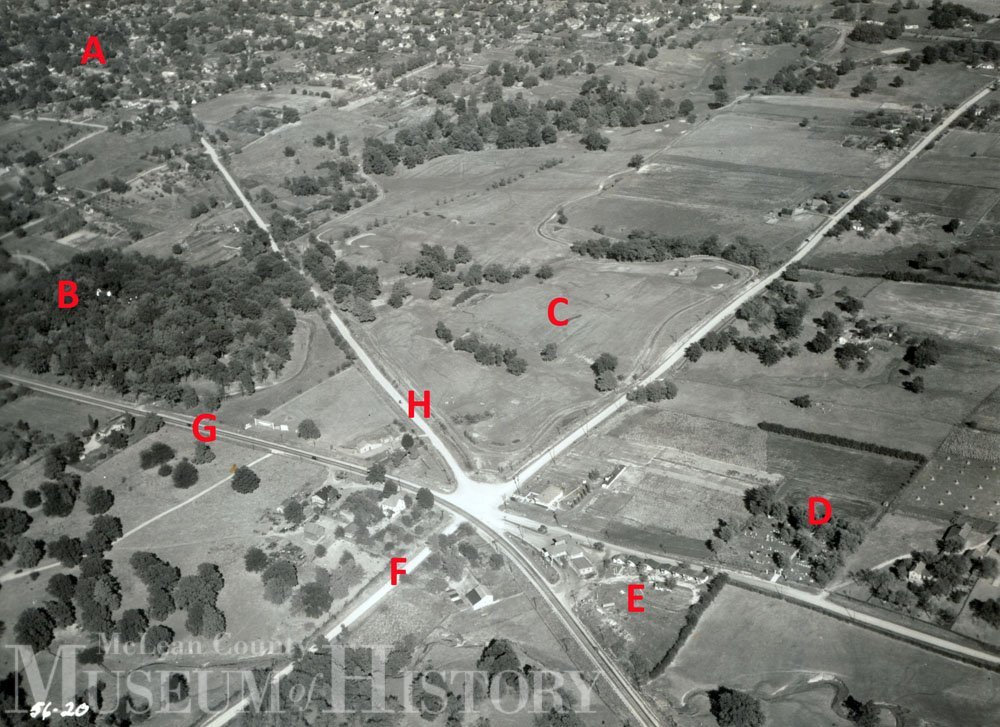 Aerial view of Bloomington, 1933.