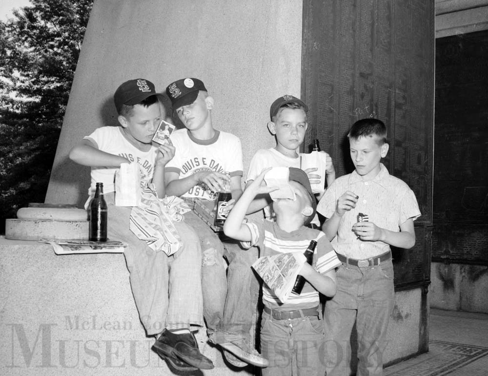 Boys sitting around, 1957.