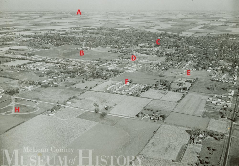 Aerial view of Normal, 1954.