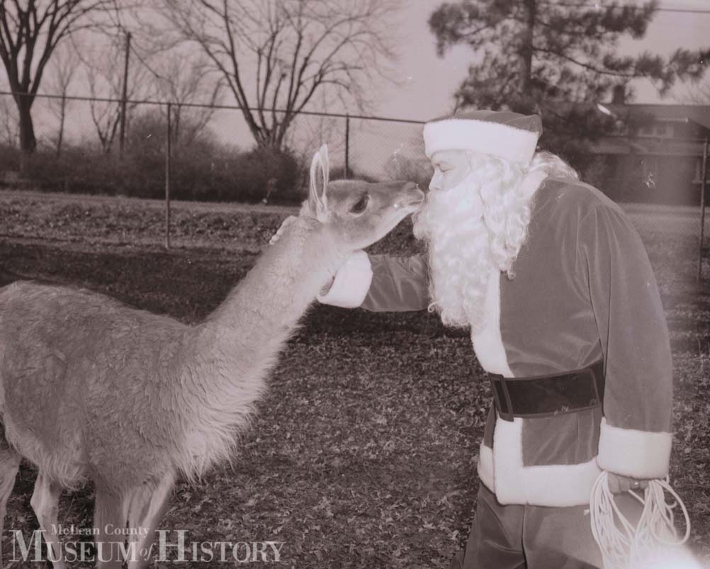 Santa and a llama, 1958.